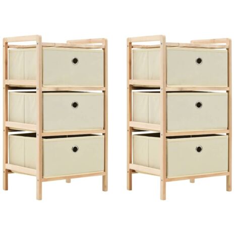 Estantes con 3 cestas de tela 2 unidades madera de cedro beige