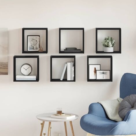 Estantes cúbicos de pared  6 uds roble negro 30x15x30 cm vidaXL