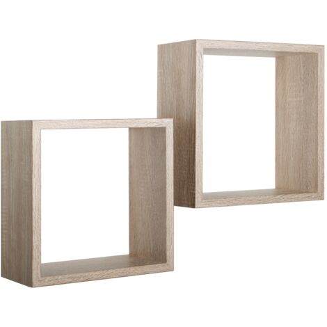 Estantes cúbicos de pared conjunto de 2 pc mod. Q-bis Roble Sagerau