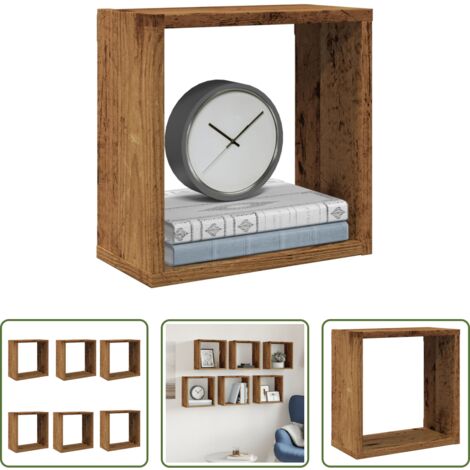 Estantes cúbicos -  Estantes cubo de pared 6 uds madera envejecida 30x15x30 cm