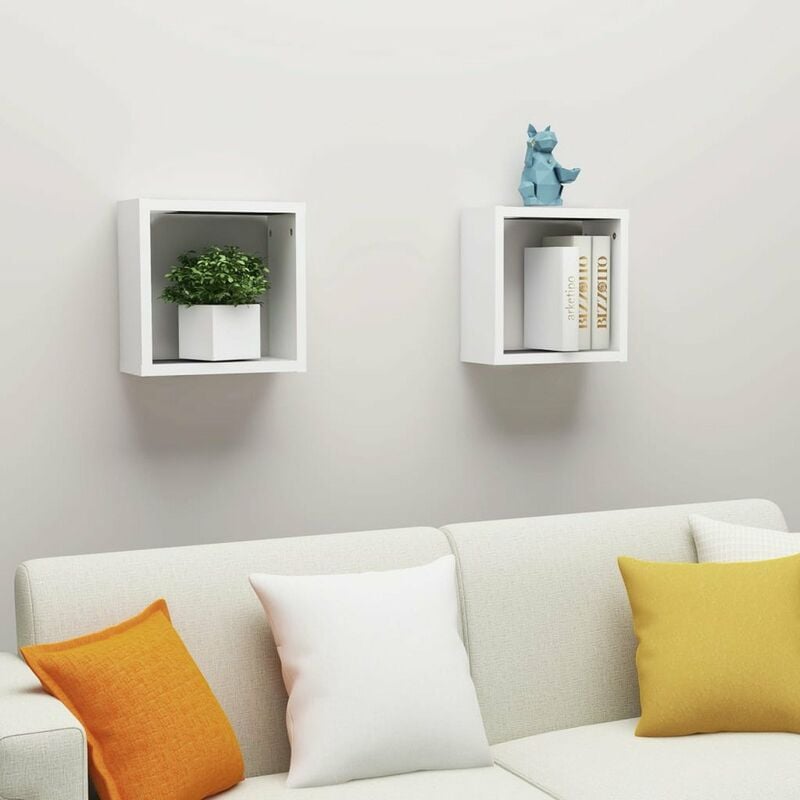 

Estantes cubo de pared 2 uds aglomerado blanco 30x15x30 cm