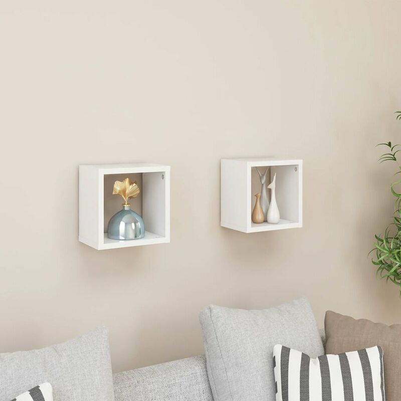 

Estantes cubo de pared 2 uds blanco 22x15x22 cm