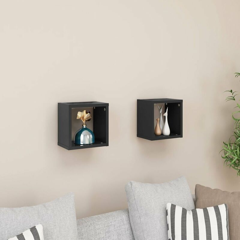 

Estantes cubo de pared 2 uds gris 22x15x22 cm