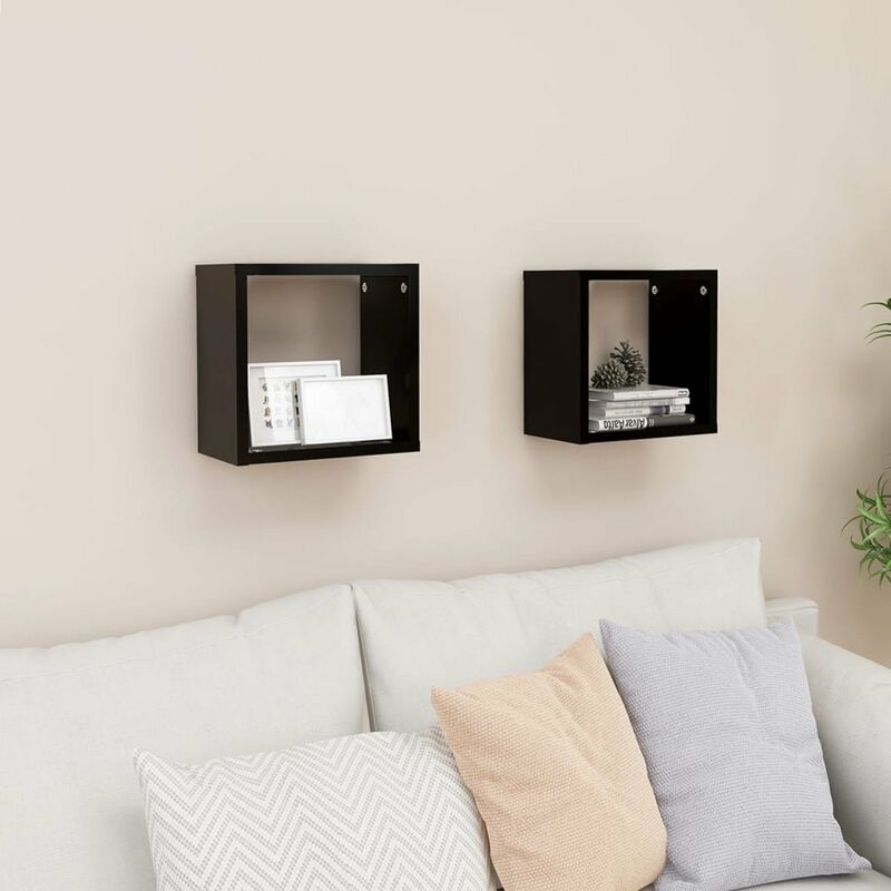 

Estantes cubo de pared 2 uds negro 26x15x26 cm