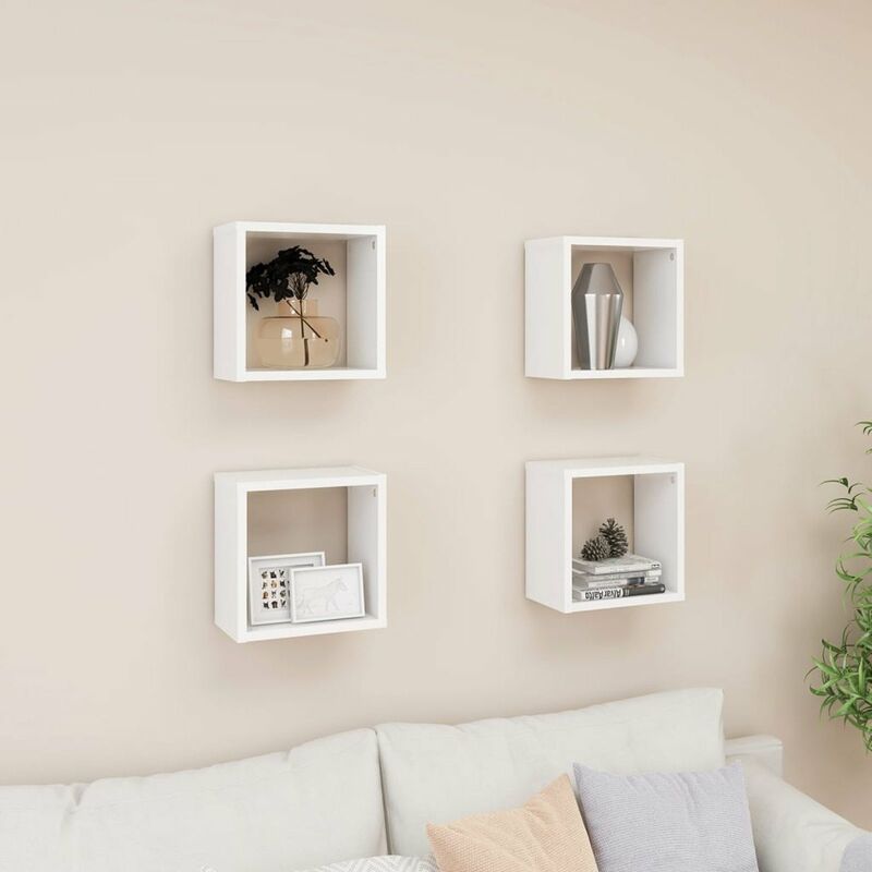 

Estantes cubo de pared 4 uds aglomerado blanco 26x15x26 cm