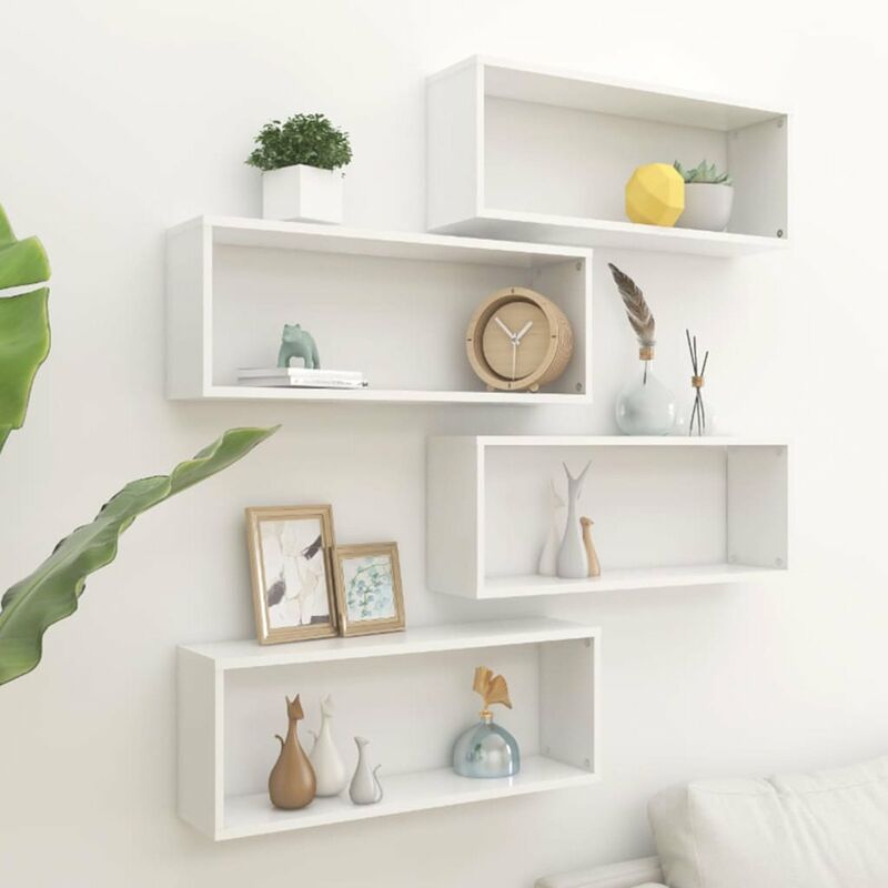 

Estantes cubo de pared 4 uds aglomerado blanco 60x15x23 cm