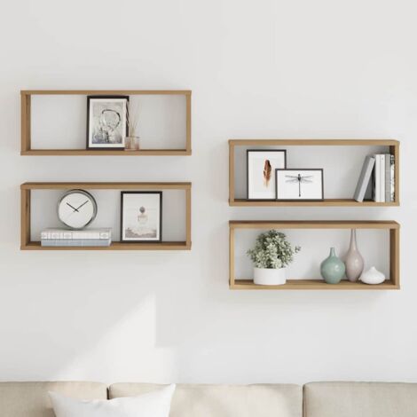Estantes cubo de pared 4 uds madera roble artisan 60x15x23 cm