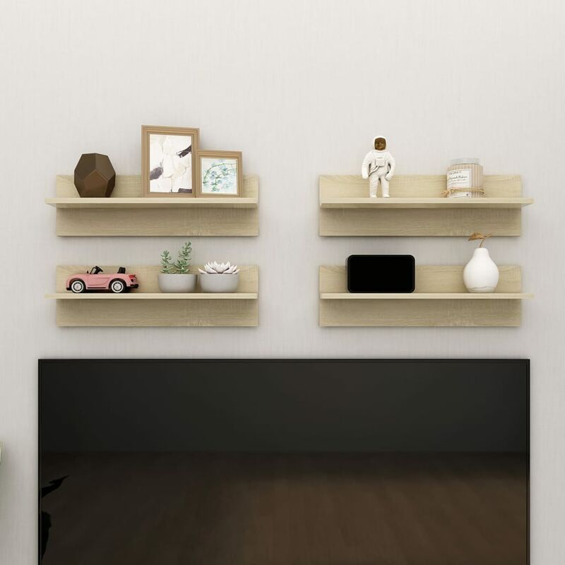 

Estantes cubo pared 4 uds color roble Sonoma 60x11,5x18 cm