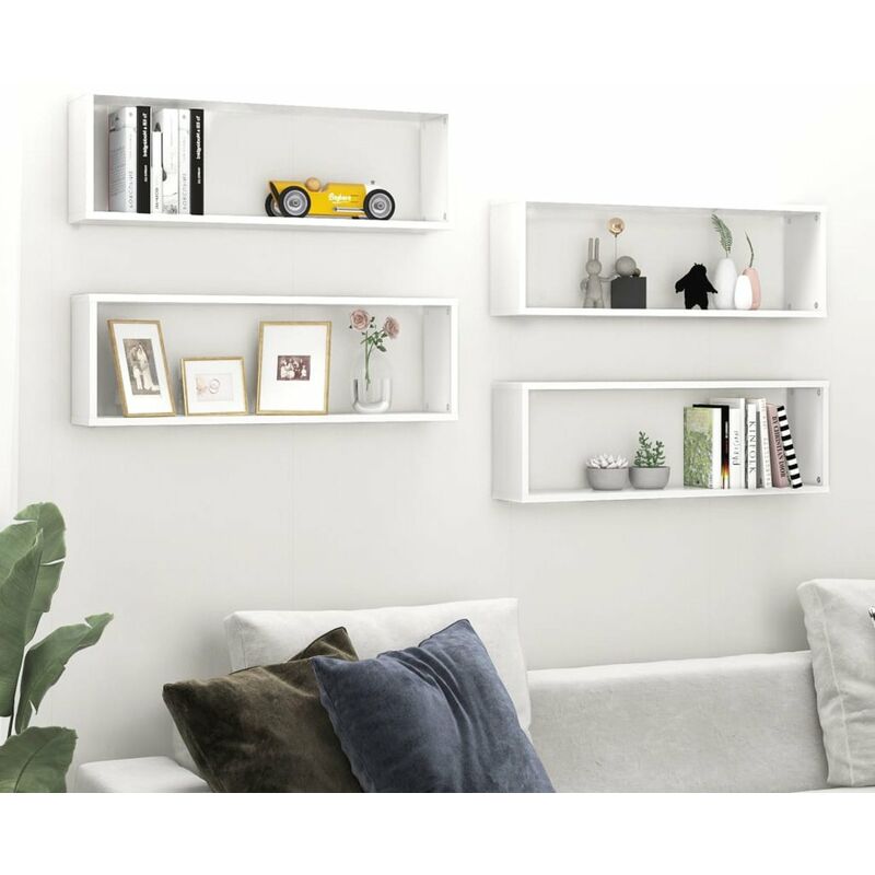

Estantes cubos de pared 4 uds aglomerado blanco 80x15x26,5 cm