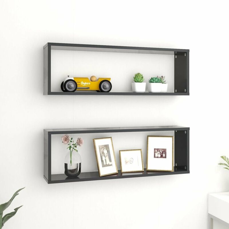 

Estantes cubos de pared 6 uds aglomerado gris 80x15x26,5 cm