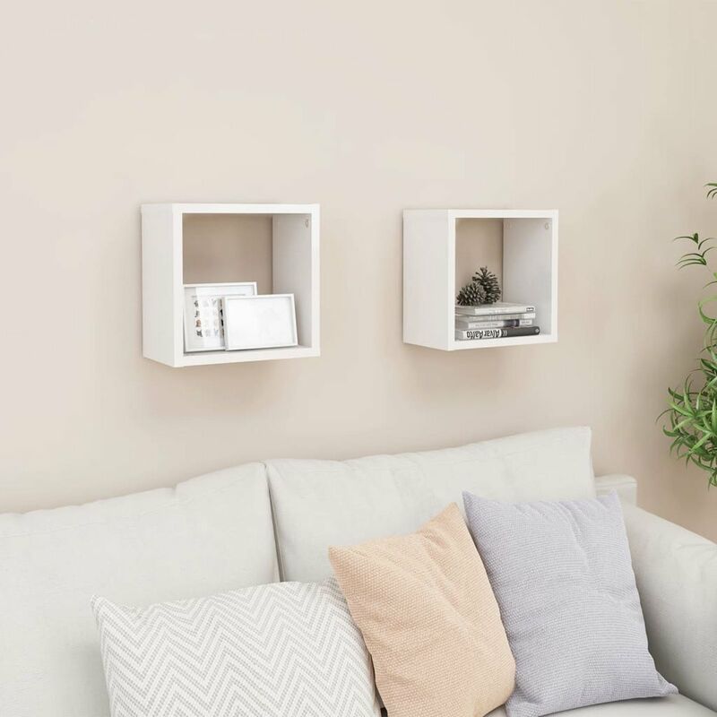 

Estantes cubos pared 2 uds blanco brillo 26x15x26 cm