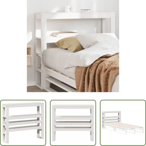 Estantes de almacenamiento -  Cabecero de cama con estantes madera maciza pino blanco 75 cm