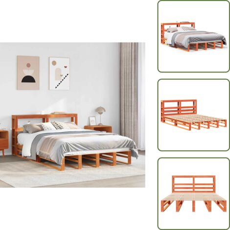 Estantes de almacenamiento - vidaXL Cama sin colchón madera maciza de pino marrón cera 120x200 cm - Cama de matrimonio