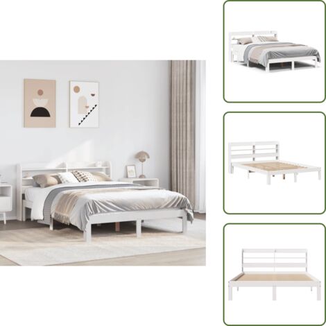 Estantes de almacenamiento - vidaXL Estructura de cama con cabecero madera de pino blanco 150x200cm - Cama con cabecero