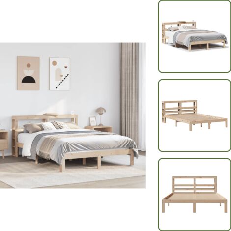 Estantes de almacenamiento - vidaXL Estructura de cama con cabecero madera maciza pino 140x200 cm - Cama con cabecero