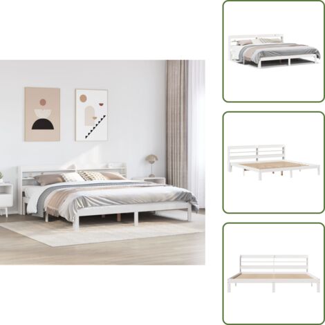 Estantes de almacenamiento - vidaXL Estructura de cama con cabecero sin colchón blanco 180x200 cm - Cama con cabecero