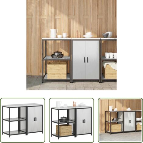 Estantes de cocina -  Juego de Almacenamiento de Cocina con estante 2 pcs Plateado