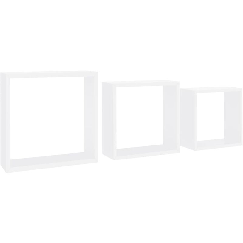 

vidaXL Estantes de Cubos para Pared 3 Piezas MDF Blanco Modelo 1 - Blanco