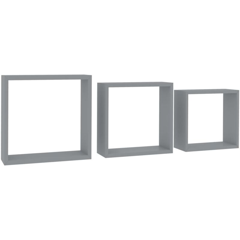 

vidaXL Estantes de Cubos para Pared 3 Piezas MDF Gris Modelo 1 - Gris