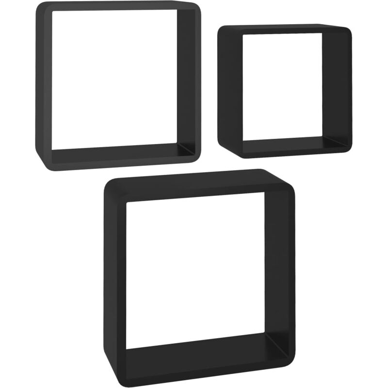 

vidaXL Estantes de Cubos para Pared 3 Piezas MDF Negro Modelo 2 - Negro