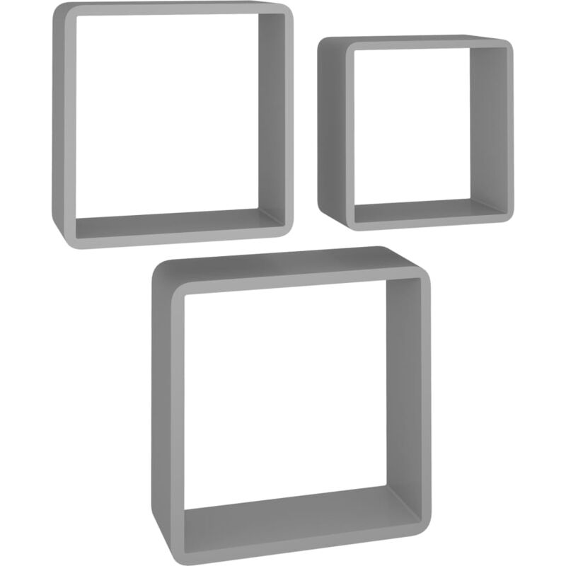 

vidaXL Estantes de Cubos para Pared 3 Piezas MDF Gris Modelo 2 - Gris