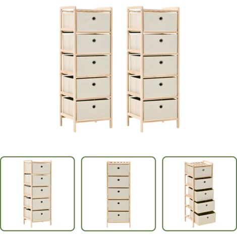 Estantes de madera -  Estantes con 5 cestas de tela 2 unidades madera de cedro beige