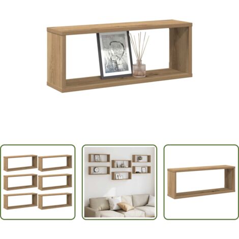 Estantes de madera -  Estantes cubo de pared 6 uds madera roble artisan 60x15x23 cm