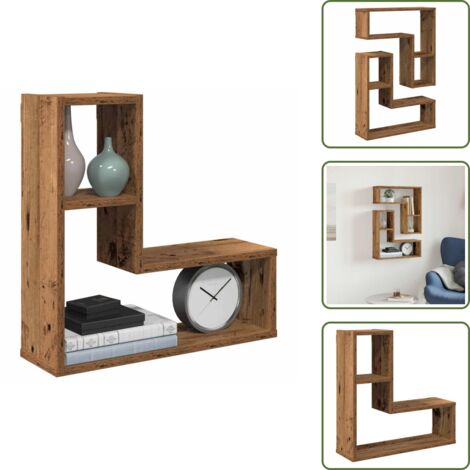 Estantes de madera - vidaXL Estantes cubo de pared 2 uds madera envejecida 50x15x50 cm - Estantes de madera envejecida