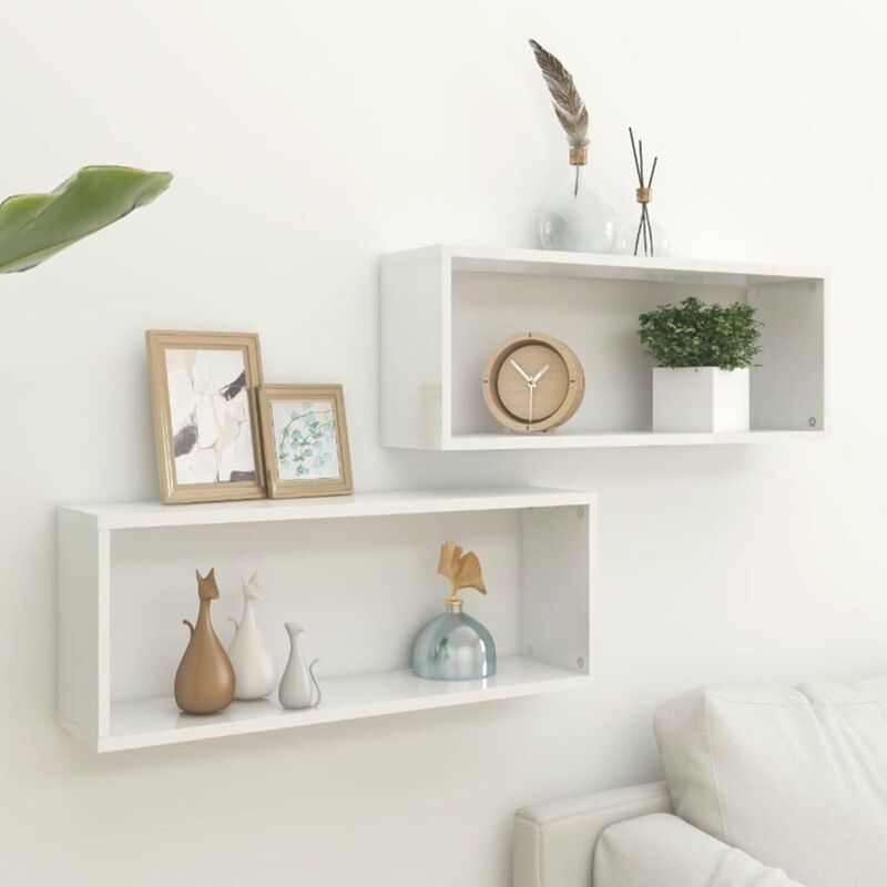 

Estantes de pared 2 uds aglomerado blanco brillo 60x15x23 cm