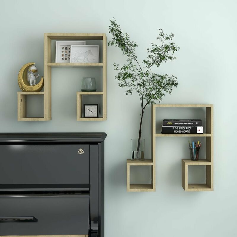 

Estantes de pared 2 uds aglomerado color roble 50x15x50 cm