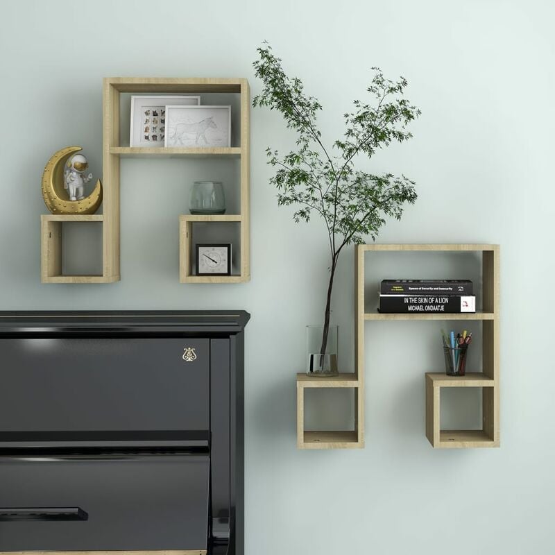 

Estantes de pared 2 uds aglomerado color roble 50x15x50 cm