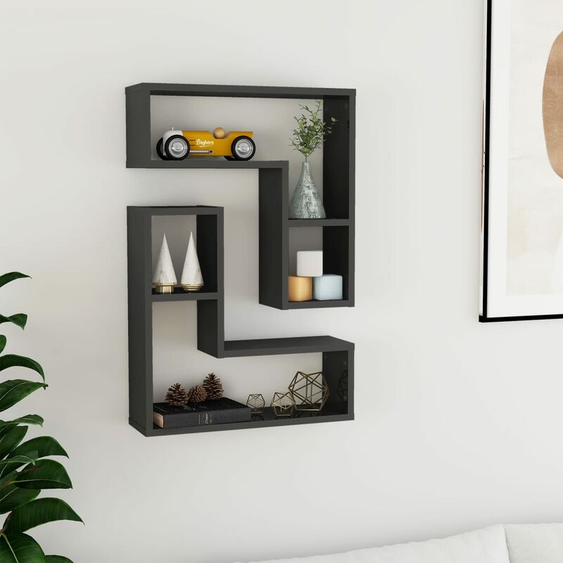

Estantes de pared 2 uds aglomerado gris brillante 50x15x50 cm