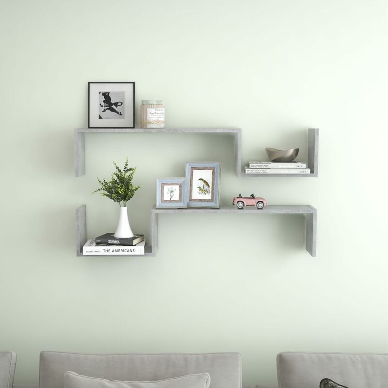 

Estantes de pared 2 uds aglomerado gris hormigón 100x15x20 cm