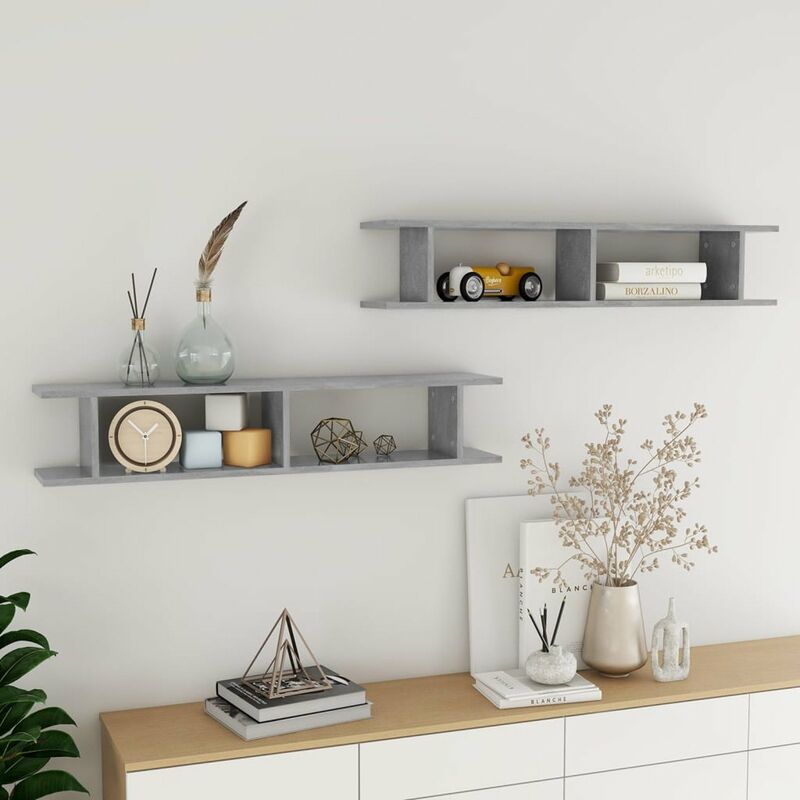 

Estantes de pared 2 uds aglomerado gris hormigon 105x18x20 cm