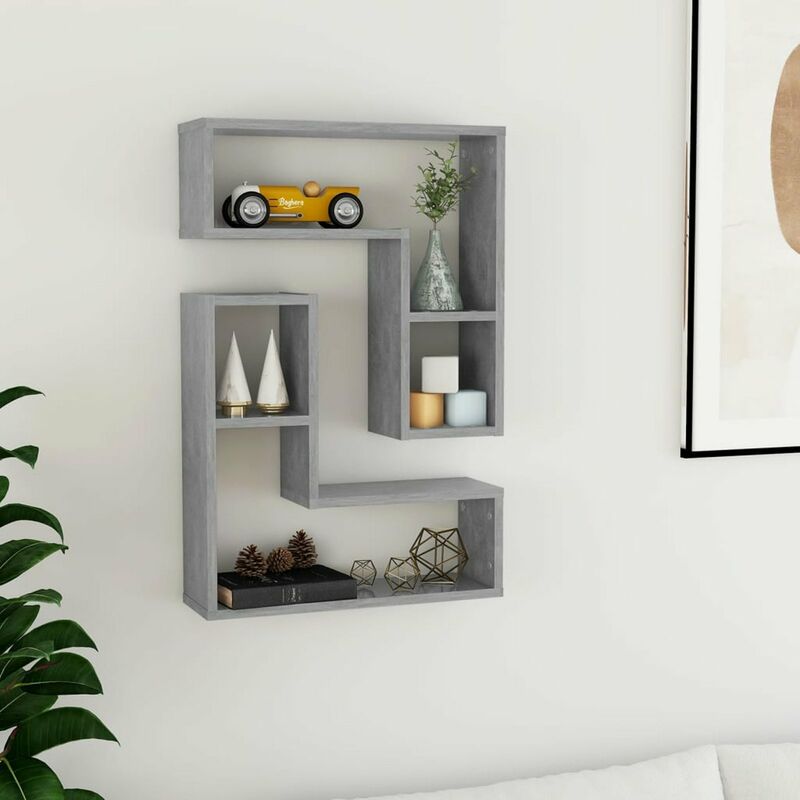 

Estantes de pared 2 uds aglomerado gris hormigon 50x15x50 cm