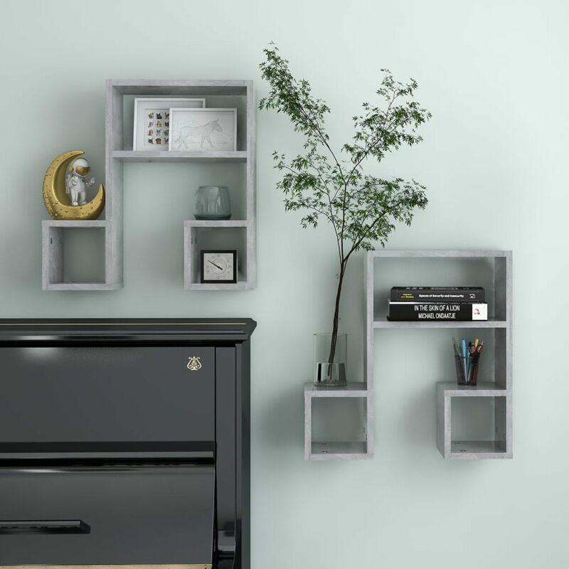

Estantes de pared 2 uds aglomerado gris hormigon 50x15x50 cm