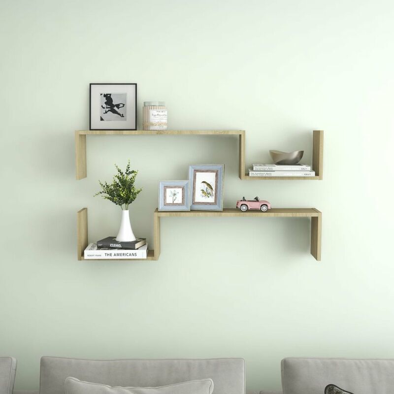 

Estantes de pared 2 uds aglomerado roble Sonoma 100x15x20 cm
