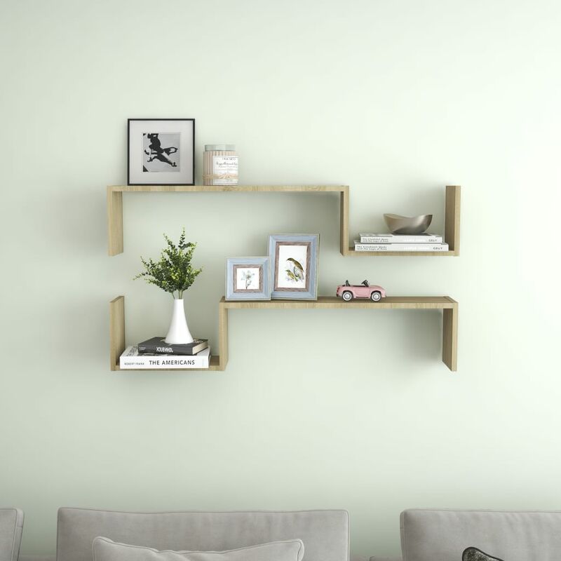 

Estantes de pared 2 uds aglomerado roble Sonoma 100x15x20 cm