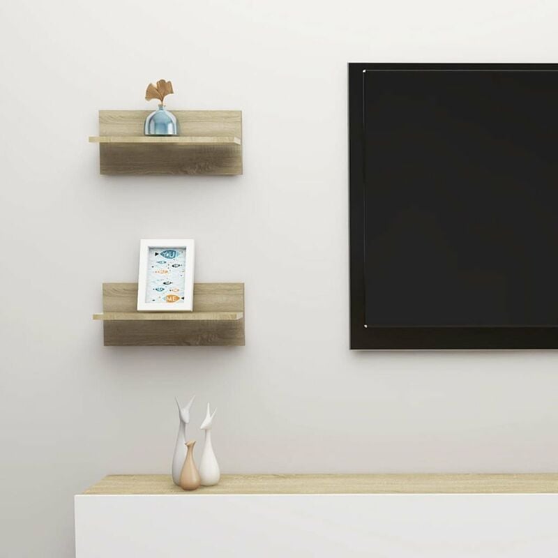 

Estantes de pared 2 uds aglomerado roble Sonoma 40x11,5x18 cm