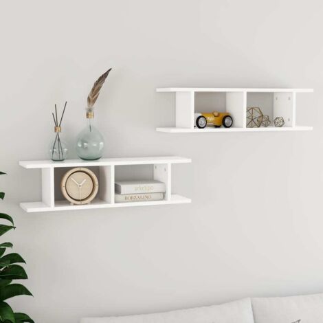 Estantes de pared 2 uds madera contrachapada blanco 75x18x20 cm vidaXL