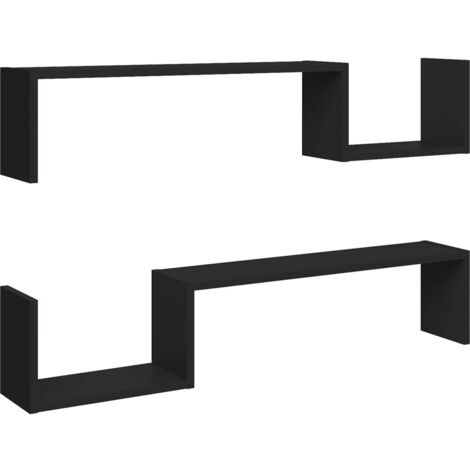 Estantes de pared 2 uds madera contrachapada negro 100x15x20 cm vidaXL