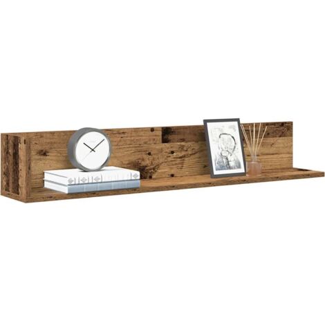Estantes de pared 2 uds madera envejecida 100x16,5x16,5 cm