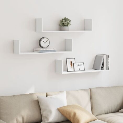 Estantes de pared 2 uds madera ingeniería blanca 80x18x18 cm vidaXL