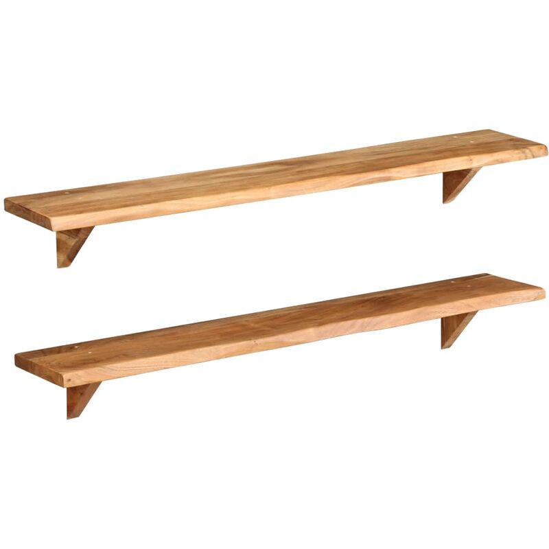 

Estantes de pared 2 uds madera maciza de acacia 120x20x16 cm
