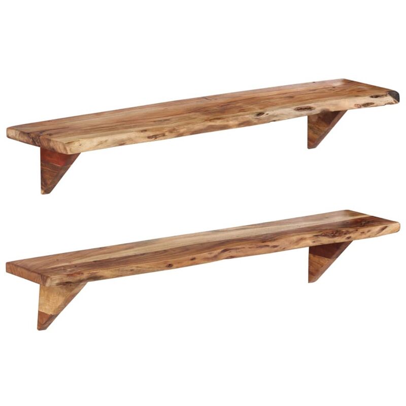 

Estantes de pared 2 uds madera maciza de acacia 120x20x16 cm - Marrón