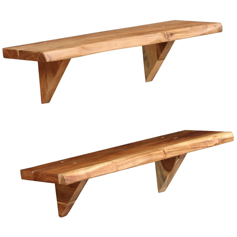 

Estantes de pared 2 uds madera maciza de acacia 60x20x16 cm
