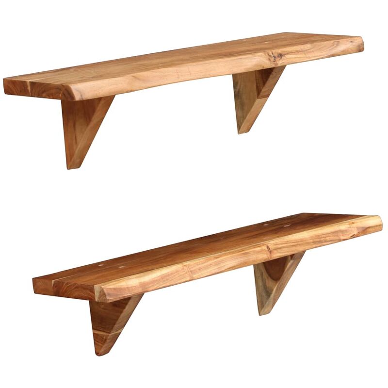 

Estantes de pared 2 uds madera maciza de acacia 60x20x16 cm