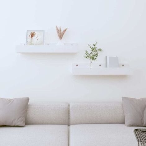 Estantes de pared 2 uds madera maciza de pino blanco 50x12x9 cm vidaXL