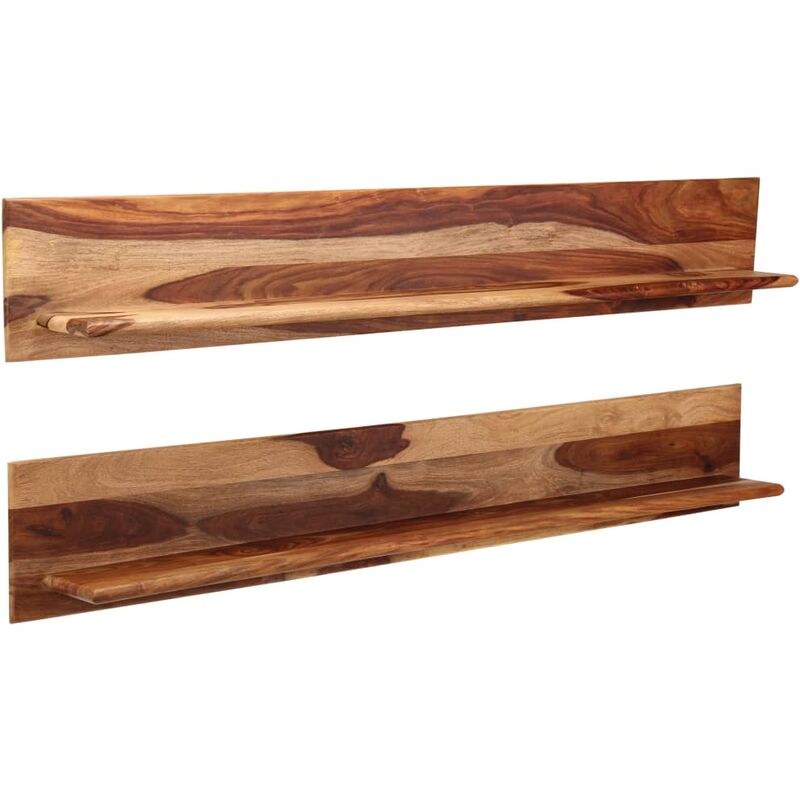 

Estantes de pared 2 uds madera maciza de sheesham 169x26x20 cm - Marrón