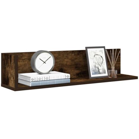 Estantes de pared 2 uds madera roble ahumado 75x16,5x16,5 cm